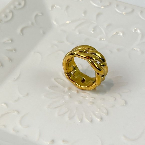 Gold Thick Chunky Statement Ring For Women - Picture 3 of 9